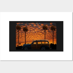 Ford Woody Wagon with California Sunset Posters and Art